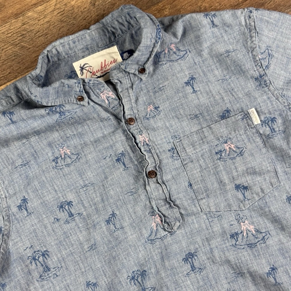 NEW: Chubbies The Lava Actually Popover Rigid Slim Fit Denim Blue Large